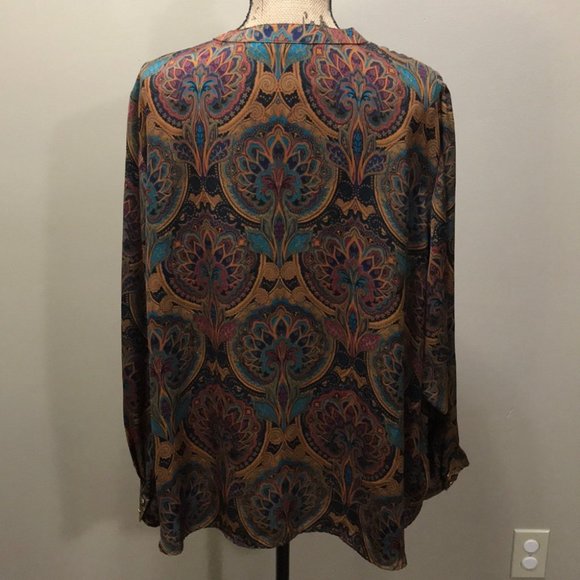 {Apt.9} Paisley Print Button Front Blouse - Picture 6 of 8